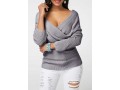 Solid Long Sleeve V Neck Sweater