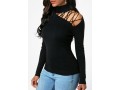 Strappy Shoulder Long Sleeve Mock Neck Sweater