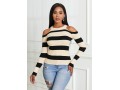 Striped Cold Shoulder Long Sleeve Sweater