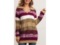 Striped Turndown Collar Long Sleeve Sweater