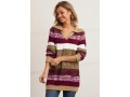 Striped Turndown Collar Long Sleeve Sweater