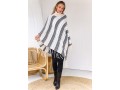 Tassel Stripe Print Long Sleeve Turtleneck Sweater