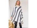 Tassel Stripe Print Long Sleeve Turtleneck Sweater