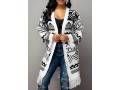 Tribal Pattern Tassel Hem Open Front Cardigan