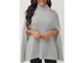 Turtleneck 3/4 Sleeve Solid Sweater Cape