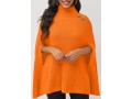 Turtleneck 3/4 Sleeve Solid Sweater Cape