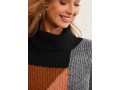 Turtleneck Contrast Long Sleeve Black Sweater