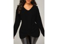 Twist Hem Black Long Sleeve Sweater