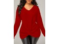 Twist Hem Solid Long Sleeve Sweater