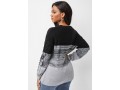 Twist Patchwork Long Sleeve Round Neck Sweater