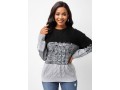 Twist Patchwork Long Sleeve Round Neck Sweater