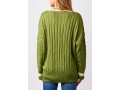 Twisted Long Sleeve V Neck Green Sweater