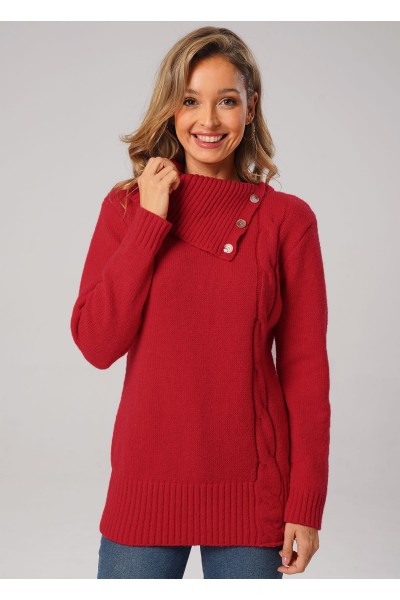 Twisted Solid Long Sleeve Turtleneck Sweater