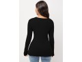 V Neck Cross Front Long Sleeve Black Sweater