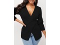 V Neck Cross Front Long Sleeve Black Sweater