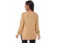 V Neck Side Slit Long Sleeve Sweater