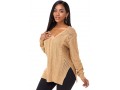 V Neck Side Slit Long Sleeve Sweater