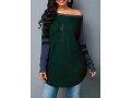 Varsity Stripe Curved Hem Dark Green Sweater