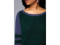 Varsity Stripe Curved Hem Dark Green Sweater