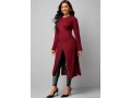 Wine Red Cross Front Long Sleeve Sweater