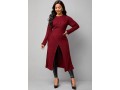 Wine Red Cross Front Long Sleeve Sweater