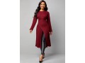 Wine Red Cross Front Long Sleeve Sweater