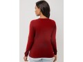 Wine Red Pearl Detail Keyhole Neckline Sweater