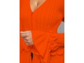 Zipper Closure Orange Flare Sleeve Chiffon Panel Sweater