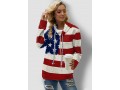 American Flag Print Drawstring Long Sleeve Sweatshirt