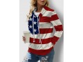 American Flag Print Drawstring Long Sleeve Sweatshirt