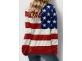 American Flag Print Drawstring Long Sleeve Sweatshirt