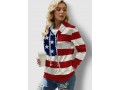 American Flag Print Drawstring Long Sleeve Sweatshirt