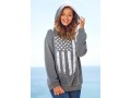 American Flag Print Long Sleeve Grey Hoodie