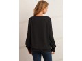 Black Decorative Button Long Sleeve Sweatshirt