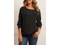 Black Decorative Button Long Sleeve Sweatshirt