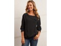 Black Decorative Button Long Sleeve Sweatshirt