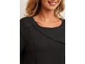 Black Decorative Button Long Sleeve Sweatshirt