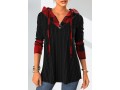 Black Plaid Twisted Long Sleeve Hoodie