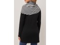 Black Striped Decorative Button Cape Sleeve Sweatshirt