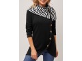 Black Striped Decorative Button Cape Sleeve Sweatshirt