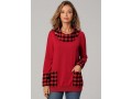 Christmas Plaid Long Sleeve Red Pocket Sweatshirt