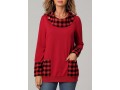 Christmas Plaid Long Sleeve Red Pocket Sweatshirt