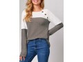 Coffee Decorative Button Contrast Long Sleeve Sweatshirt