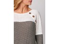 Coffee Decorative Button Contrast Long Sleeve Sweatshirt