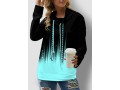 Cowl Neck Light Blue Drawstring Ombre Sweatshirt