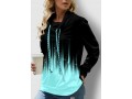 Cowl Neck Light Blue Drawstring Ombre Sweatshirt