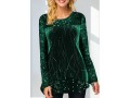 Dark Green Sequin Hot Stamping Dot Sweatshirt