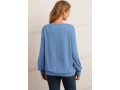 Decorative Button Blue Long Sleeve Sweatshirt