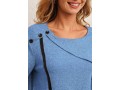 Decorative Button Blue Long Sleeve Sweatshirt