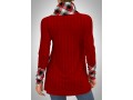 Decorative Button Christmas Plaid Twisted Red Sweatshirt